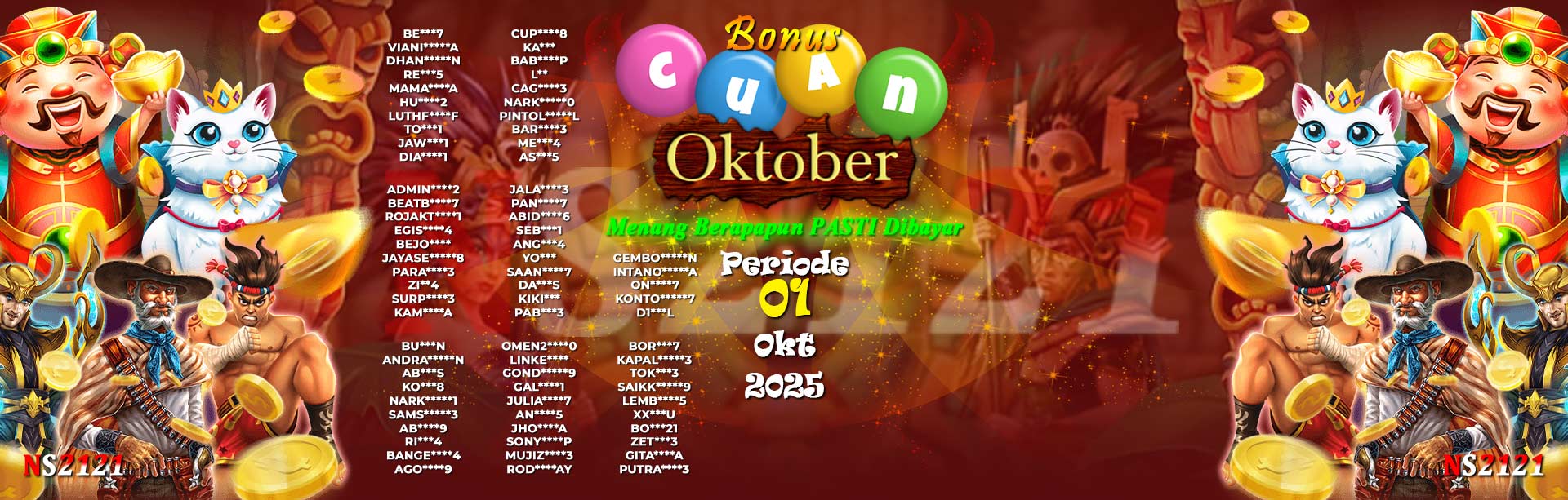 WINNER CUAN OKTOBER NS2121