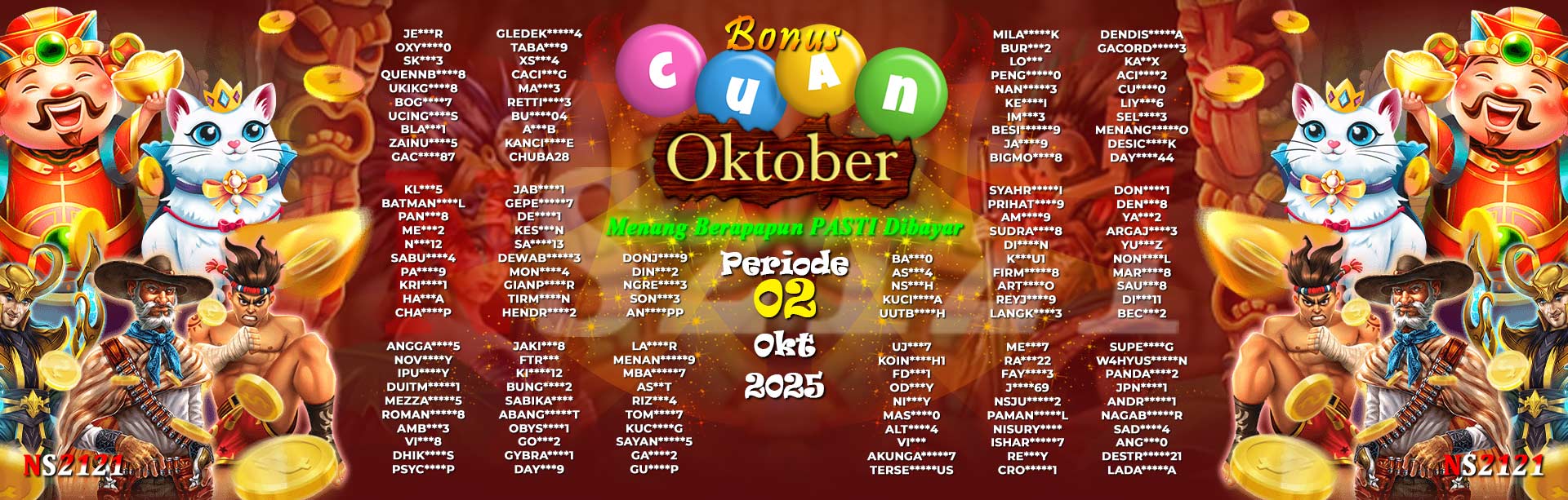 WINNER CUAN OKTOBER NS2121
