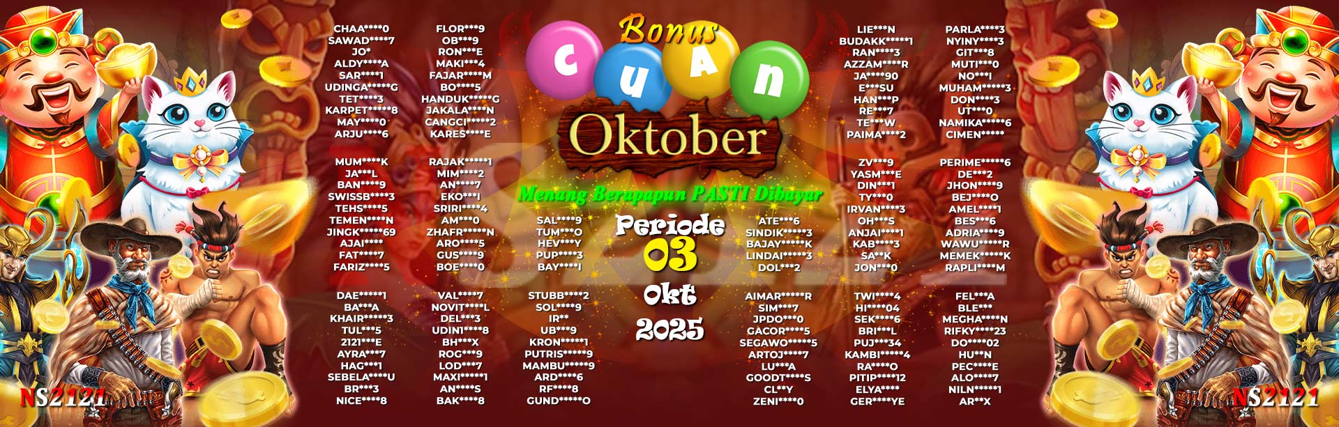WINNER CUAN OKTOBER NS2121