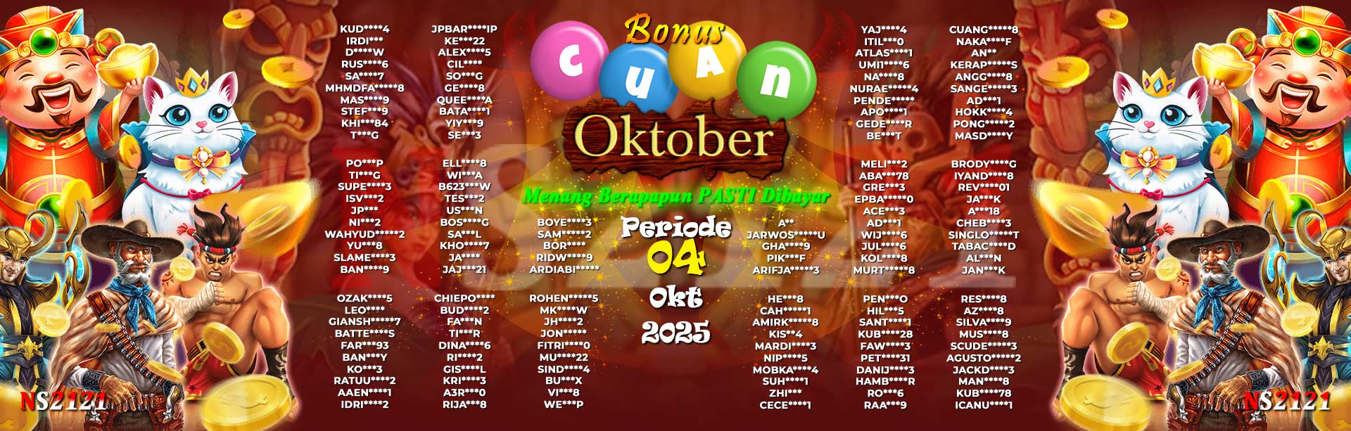 WINNER CUAN OKTOBER NS2121