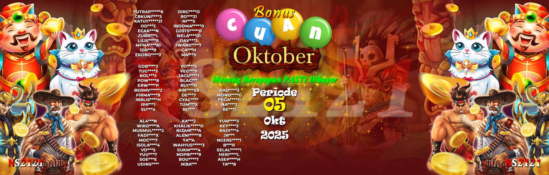WINNER CUAN OKTOBER NS2121