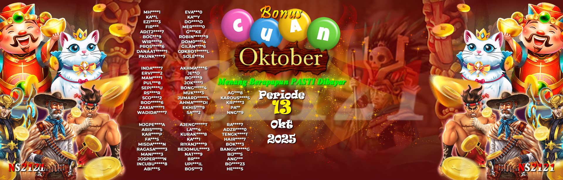 WINNER CUAN OKTOBER NS2121