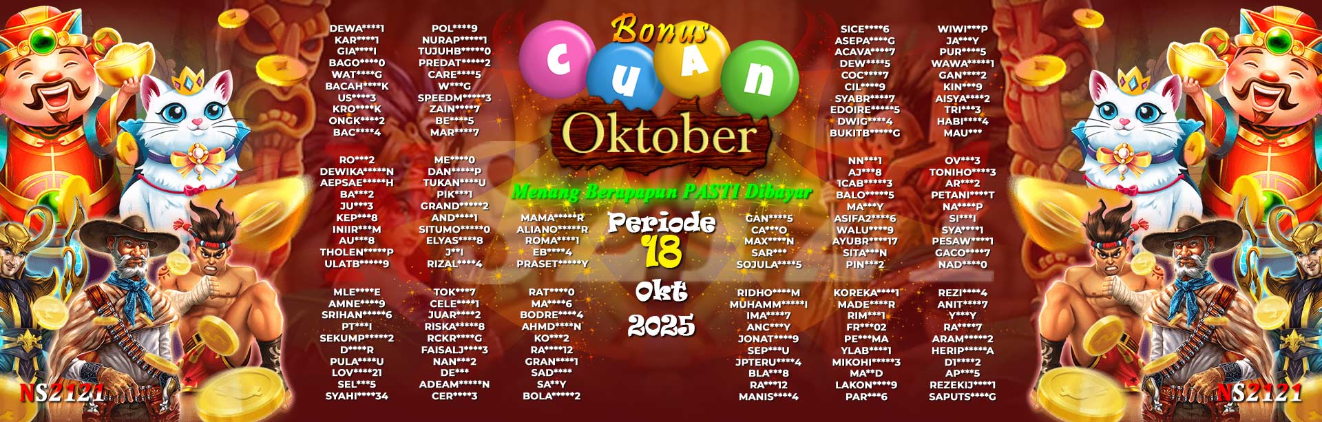 WINNER CUAN OKTOBER NS2121
