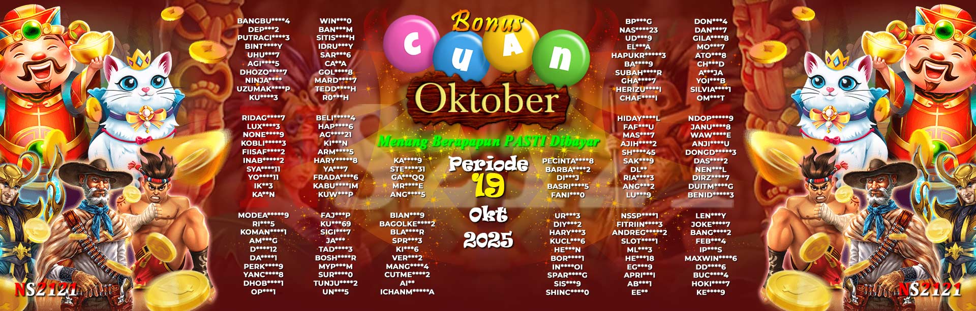 WINNER CUAN OKTOBER NS2121
