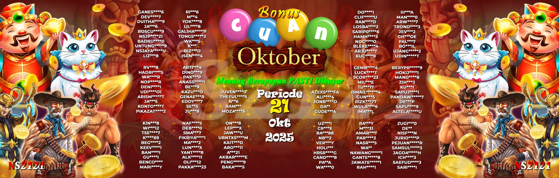 WINNER CUAN OKTOBER NS2121