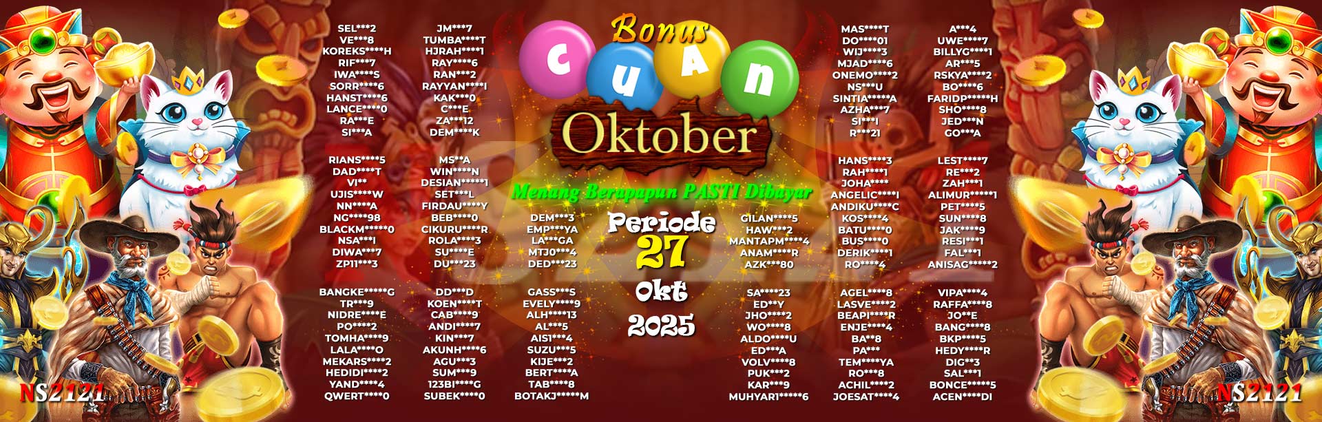 WINNER CUAN OKTOBER NS2121