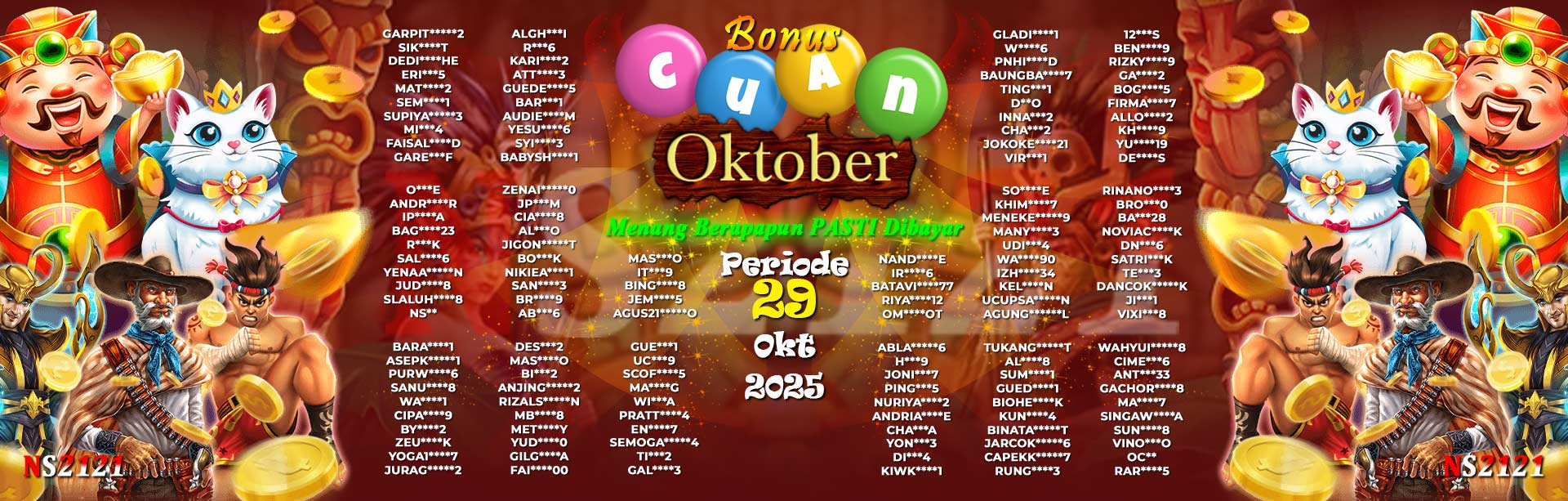 WINNER CUAN OKTOBER NS2121