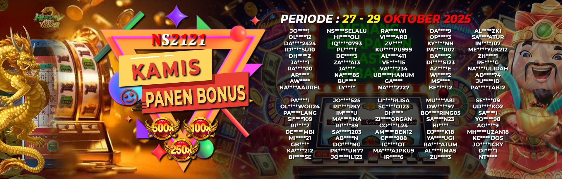WINNER KAMIS PANEN BONUS 30 OKT 2025