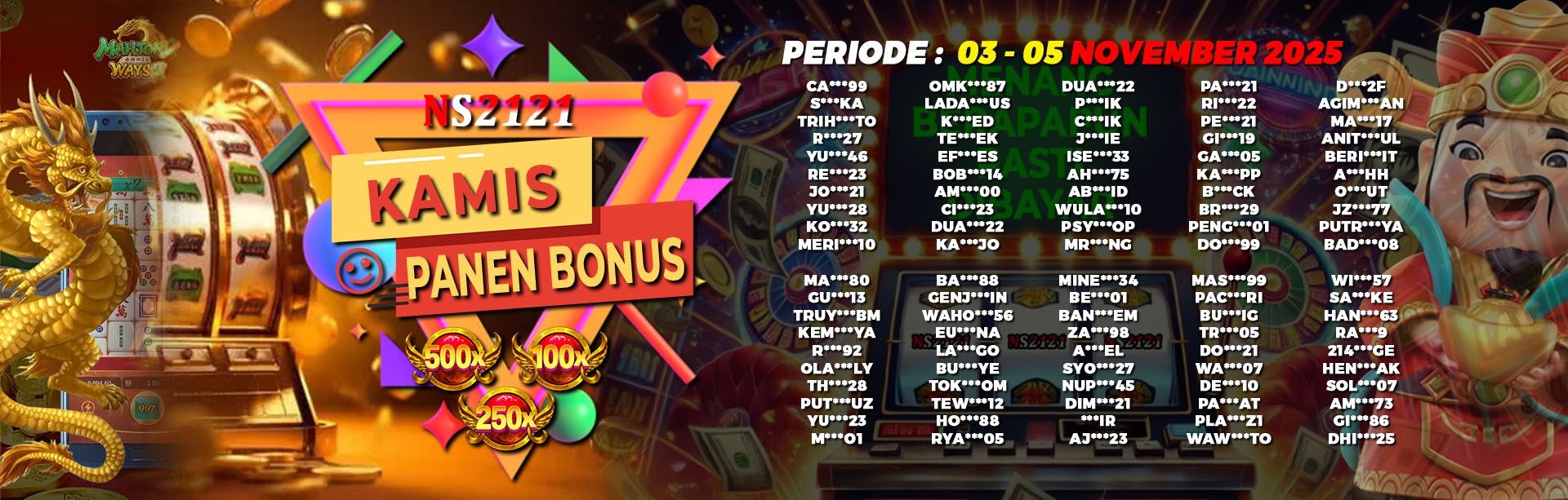 WINNER KAMIS PANEN BONUS 30 OKT 2025