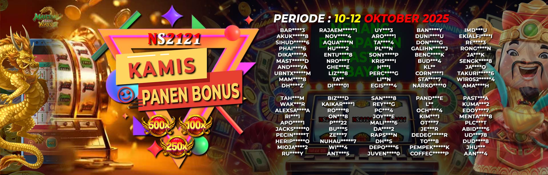 WINNER KAMIS PANEN BONUS 30 OKT 2025