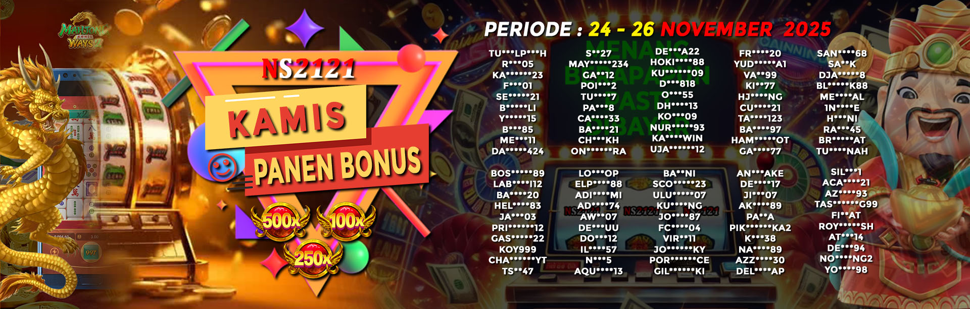 WINNER KAMIS PANEN BONUS 30 OKT 2025