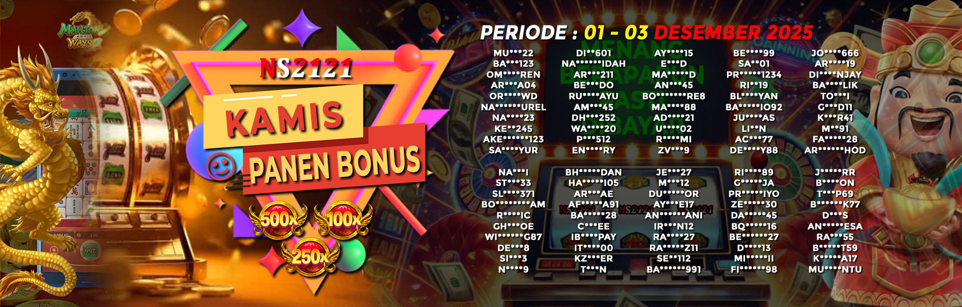 WINNER KAMIS PANEN BONUS 