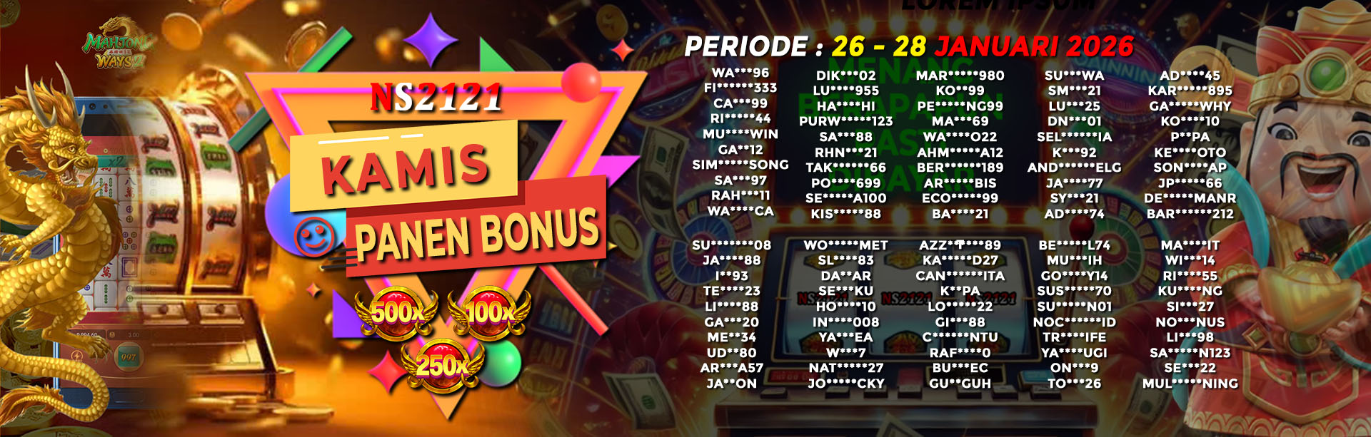 WINNER KAMIS PANEN BONUS 